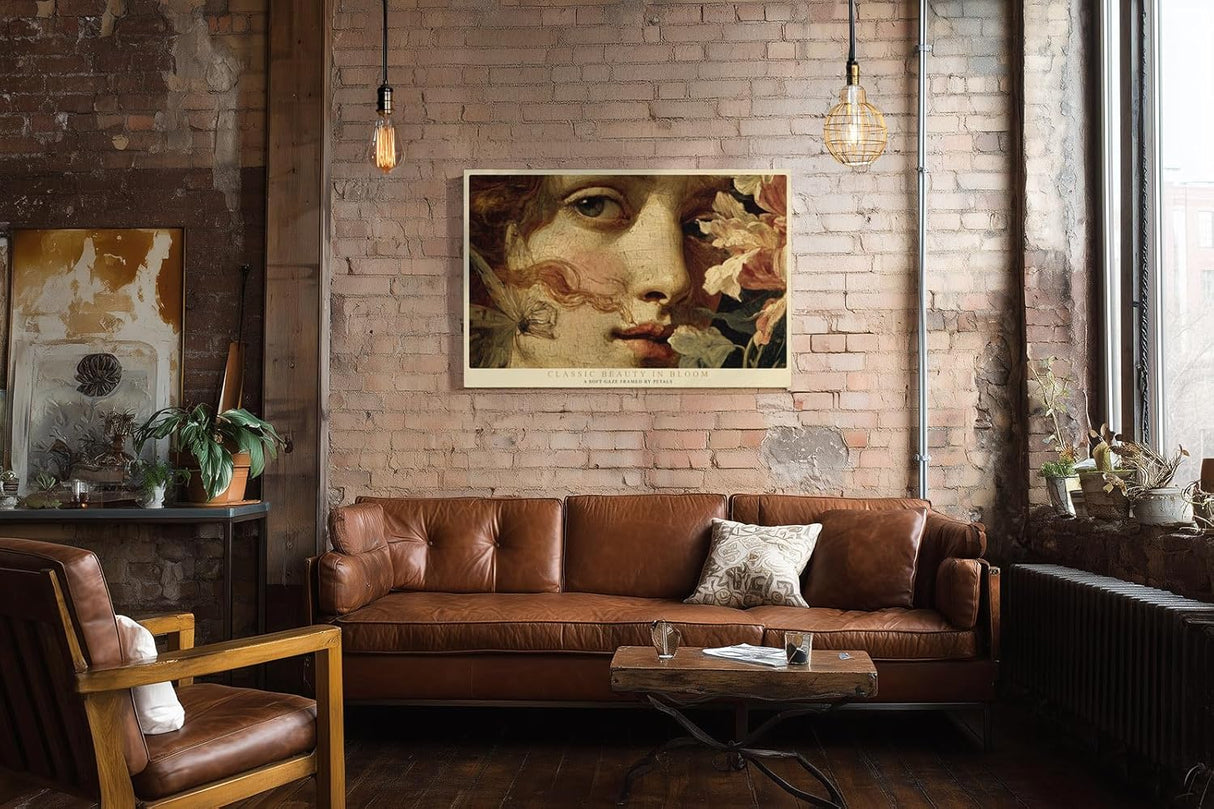 Paul Sinus Wandbild 120x80cm klassische Frauenportrait Kunst Blumen Renaissance Stil Kunstdruck grosses Wandbild 120x80cm elegante Wanddekoration fuer Wohnzimmer Büro