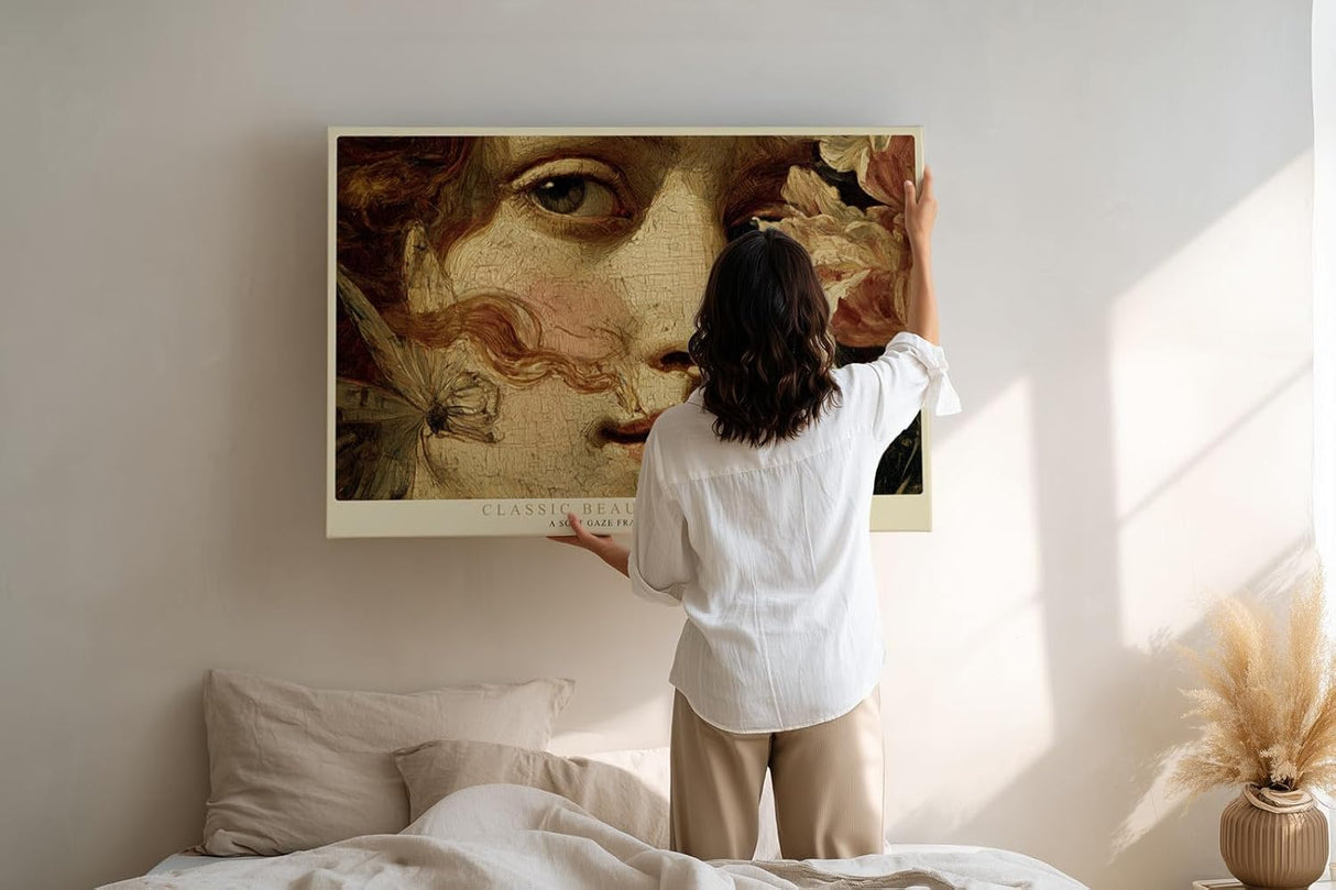 Paul Sinus Wandbild 120x80cm klassische Frauenportrait Kunst Blumen Renaissance Stil Kunstdruck grosses Wandbild 120x80cm elegante Wanddekoration fuer Wohnzimmer Büro