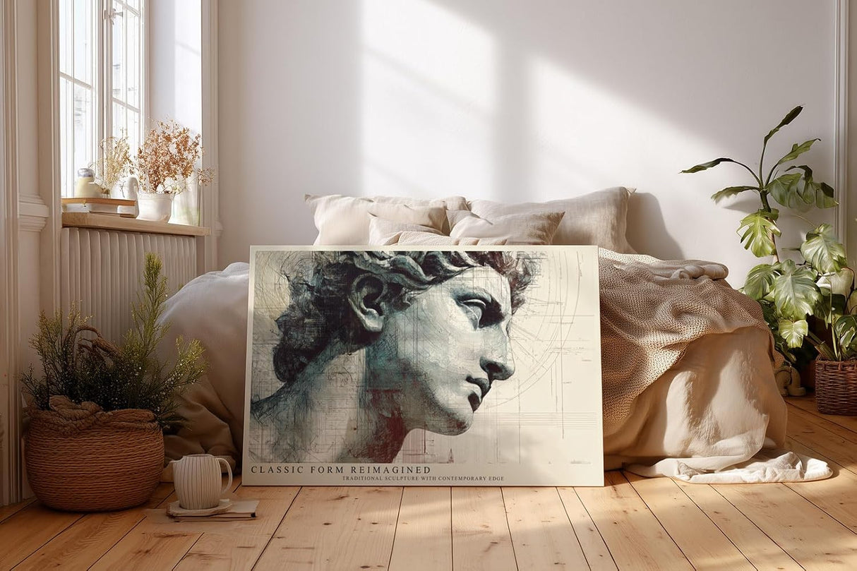 Paul Sinus Wandbild 120x80cm klassische Skulptur Portrait modern Kunst David Stil Kunstdruck grosses Kunstbild elegante Wanddekoration fuer Wohnzimmer Büro