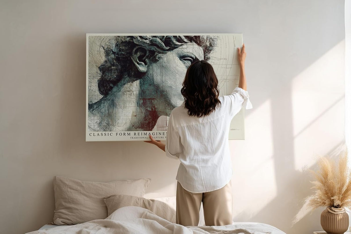Paul Sinus Wandbild 120x80cm klassische Skulptur Portrait modern Kunst David Stil Kunstdruck grosses Kunstbild elegante Wanddekoration fuer Wohnzimmer Büro