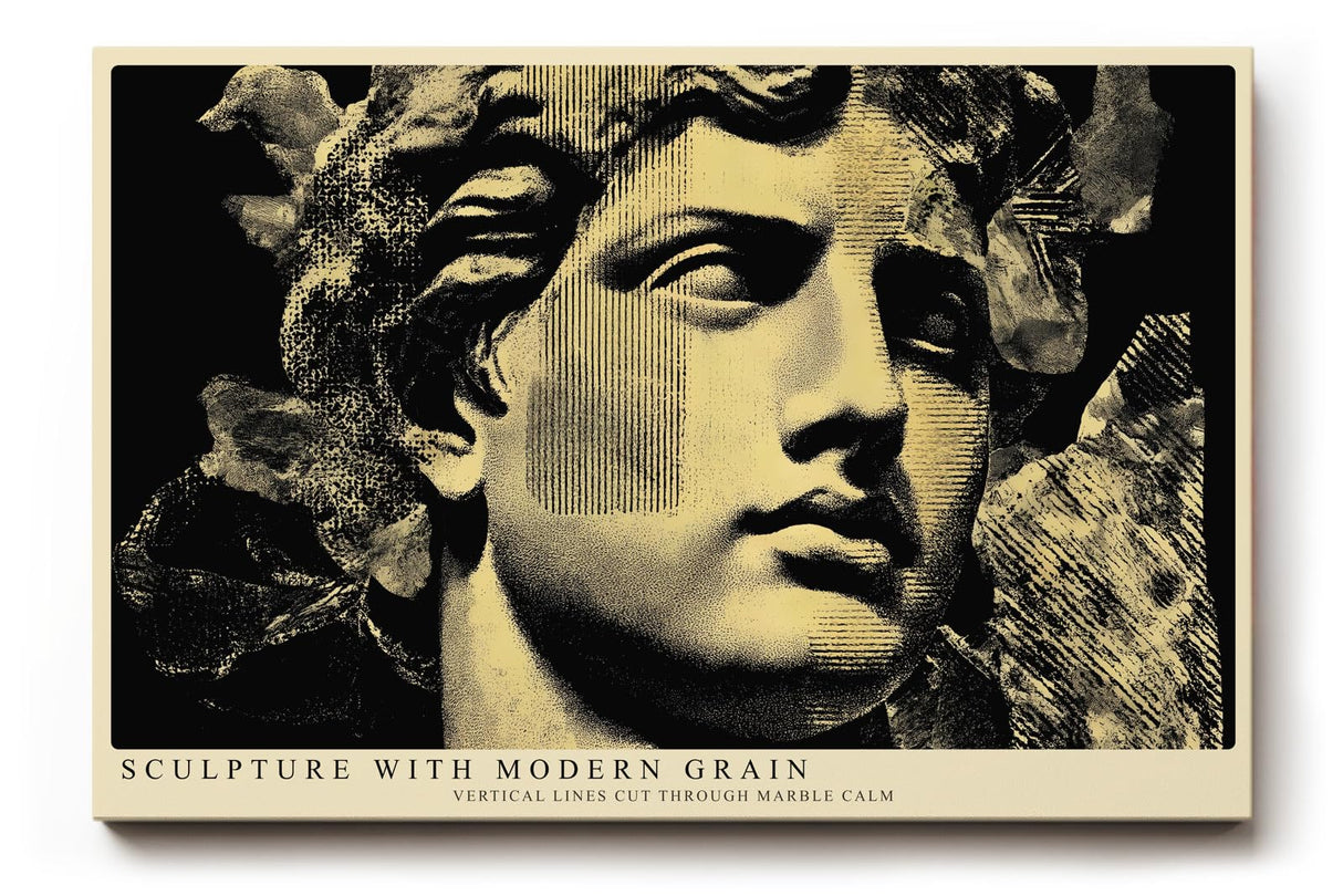 Paul Sinus Wandbild 120x80cm Klassische Statue Moderne Grafik Kunst Skulptur Stil in Schwarz Gold für Wohnzimmer Büro Flur
