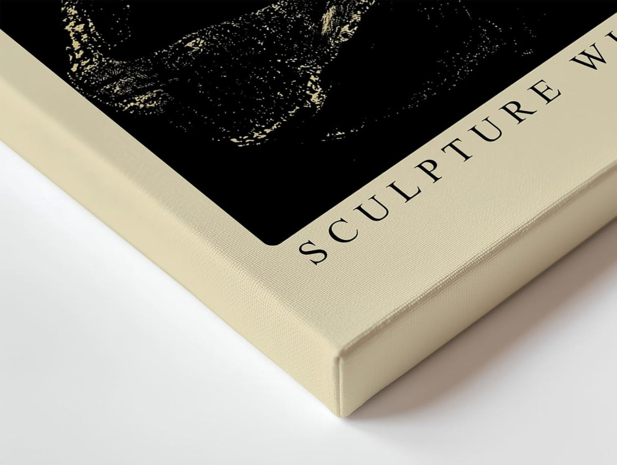 Paul Sinus Wandbild 120x80cm Klassische Statue Moderne Grafik Kunst Skulptur Stil in Schwarz Gold für Wohnzimmer Büro Flur