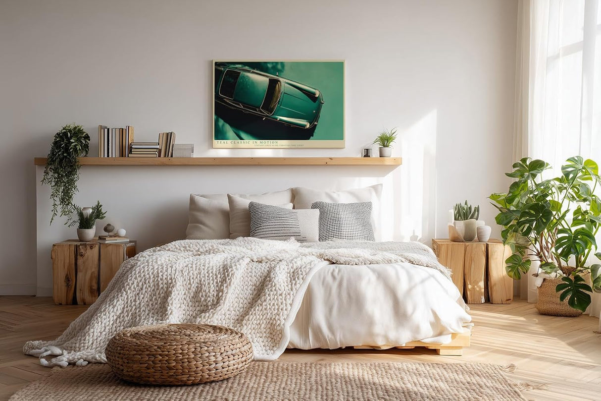 Paul Sinus Wandbild 120x80cm Klassischer Oldtimer in Türkis Vintage Auto Kunst Retro Design für Wohnzimmer Büro Garage