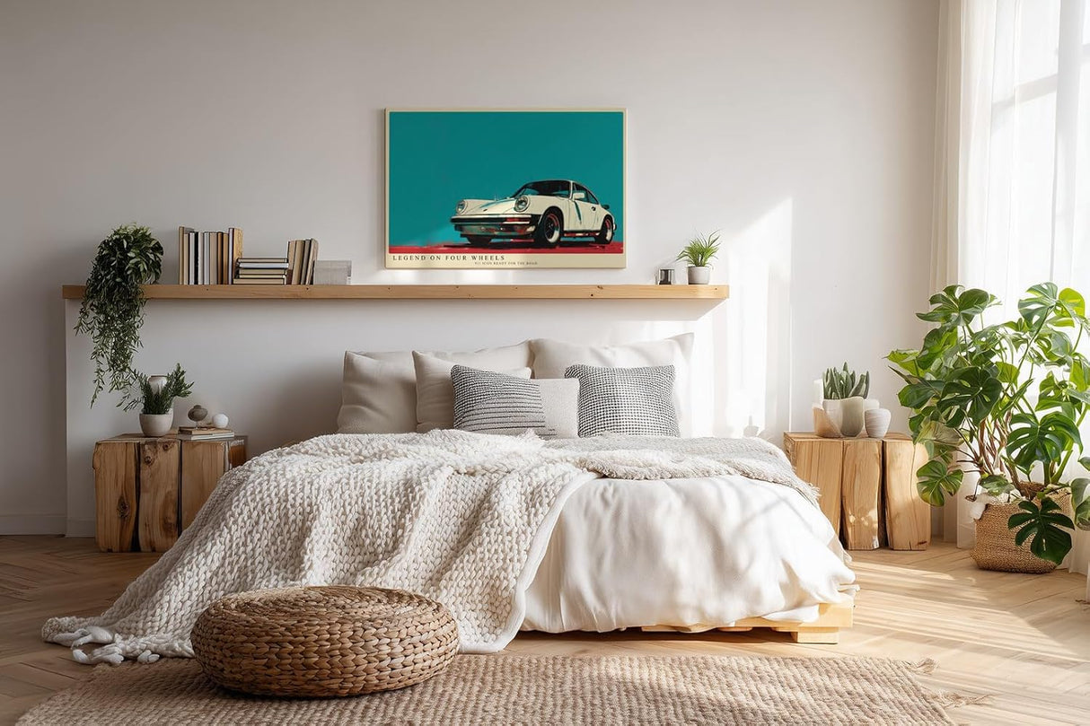 Paul Sinus Wandbild 120x80cm klassischer Sportwagen Illustration retro Auto Kunst modernes Fahrzeug Poster stilvolle Wanddekoration für Wohnzimmer Büro Garage