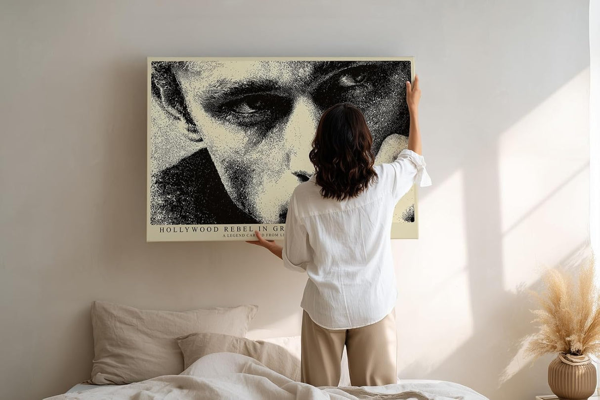 Paul Sinus Wandbild 120x80cm Klassisches Maennerportraet Schwarz Weiss Punktkunst Stilvolles Portrait Kunstbild fuer Wohnzimmer Büro und Galerie