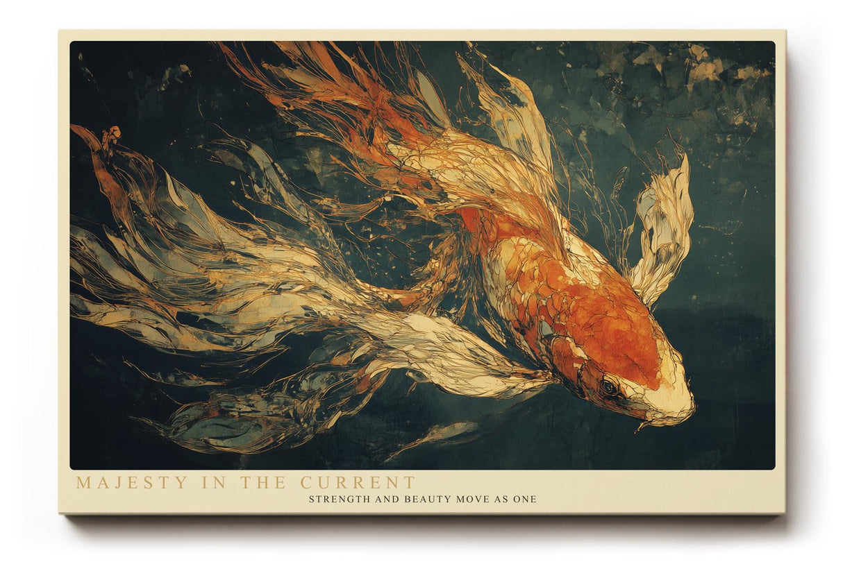 Paul Sinus Wandbild 120x80cm Koi Fisch orange weiss japanische Fisch Kunst Unterwasser Illustration moderne Natur Wanddekoration fuer Wohnzimmer Büro