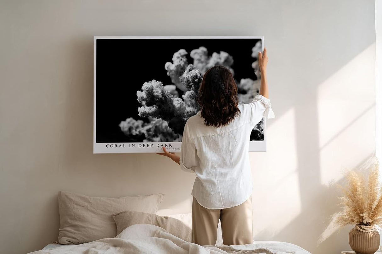 Paul Sinus Wandbild 120x80cm Koralle schwarz weiß Fotokunst Meeresmotiv minimalistische Unterwasser Natur Kunst modernes Wandbild 120x80cm stilvolle