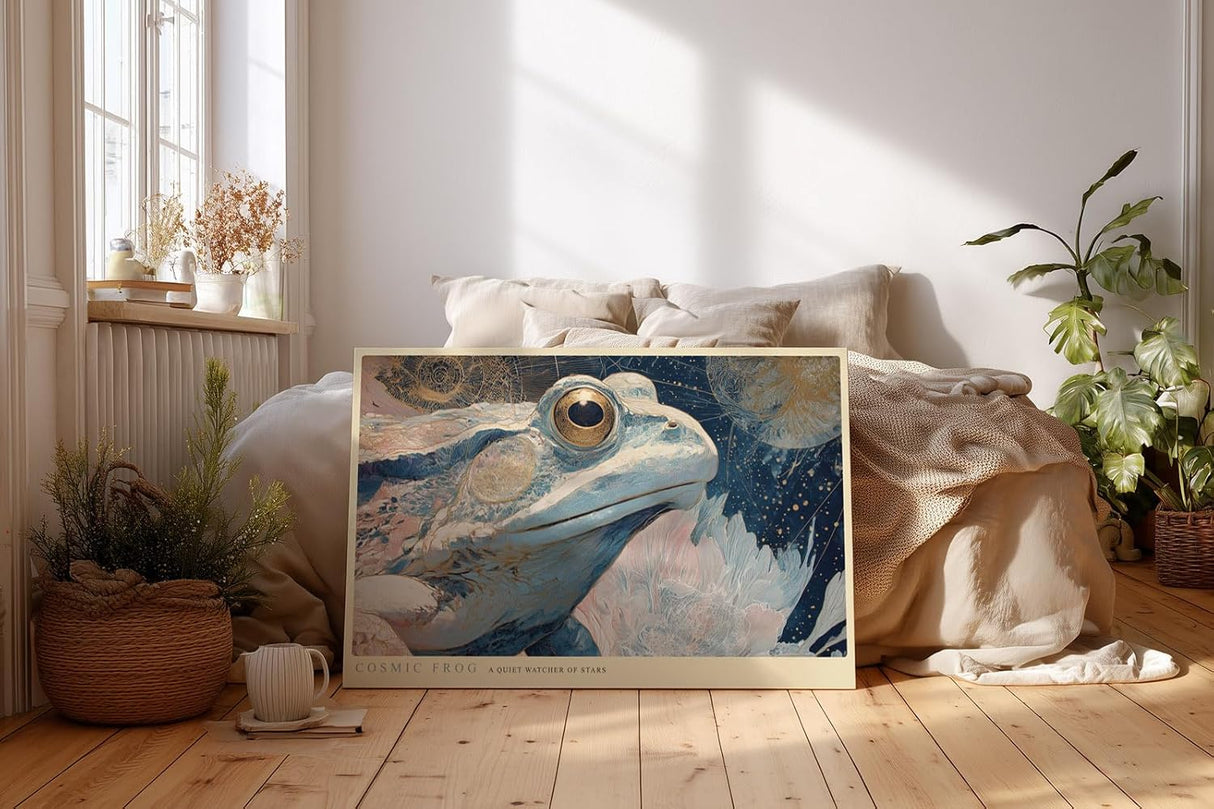 Paul Sinus Wandbild 120x80cm Kosmischer Frosch Fantasie Tierkunst LeinWandbild 120x80cm Mystische Natur Wanddekoration