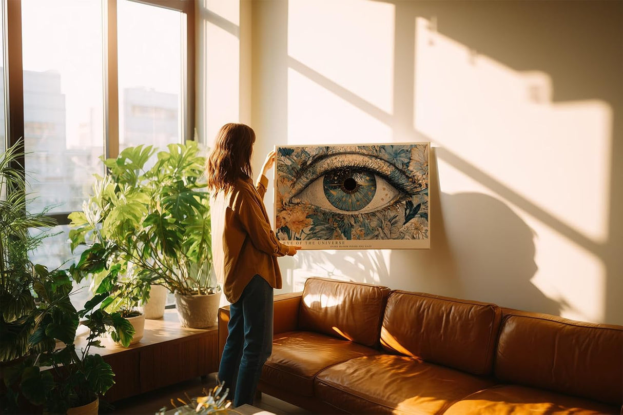 Paul Sinus Wandbild 120x80cm Kosmisches Auge Florale Kunst LeinWandbild 120x80cm Mystische Vision Wanddekoration