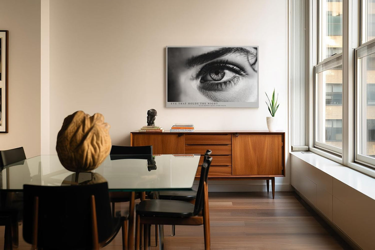 Paul Sinus Wandbild 120x80cm Künstlerische Schwarz Weiß Augen Fotografie Ausdrucksstarkes Blick Motiv Moderne Wanddekoration