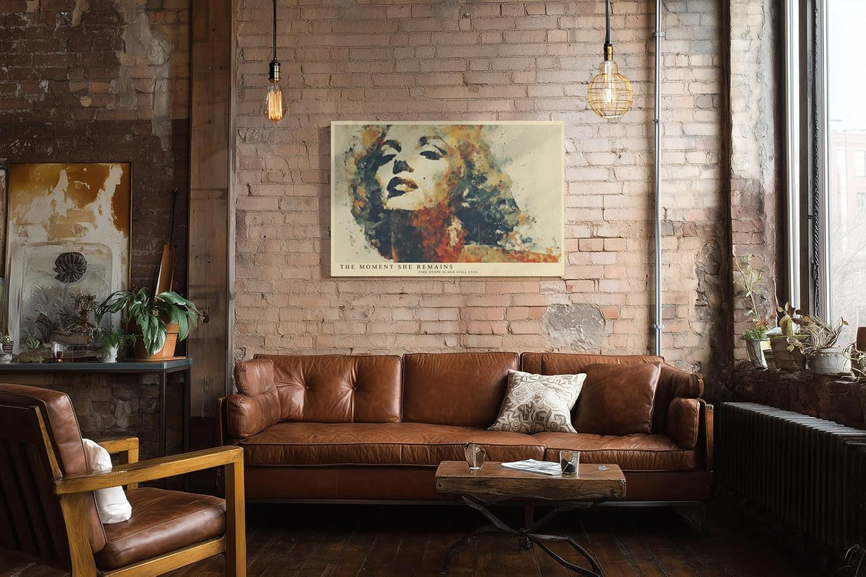 Paul Sinus Wandbild 120x80cm Künstlerisches Frauenportrait Abstrakte Malerei in Warmen Farben für Wohnzimmer Schlafzimmer Büro