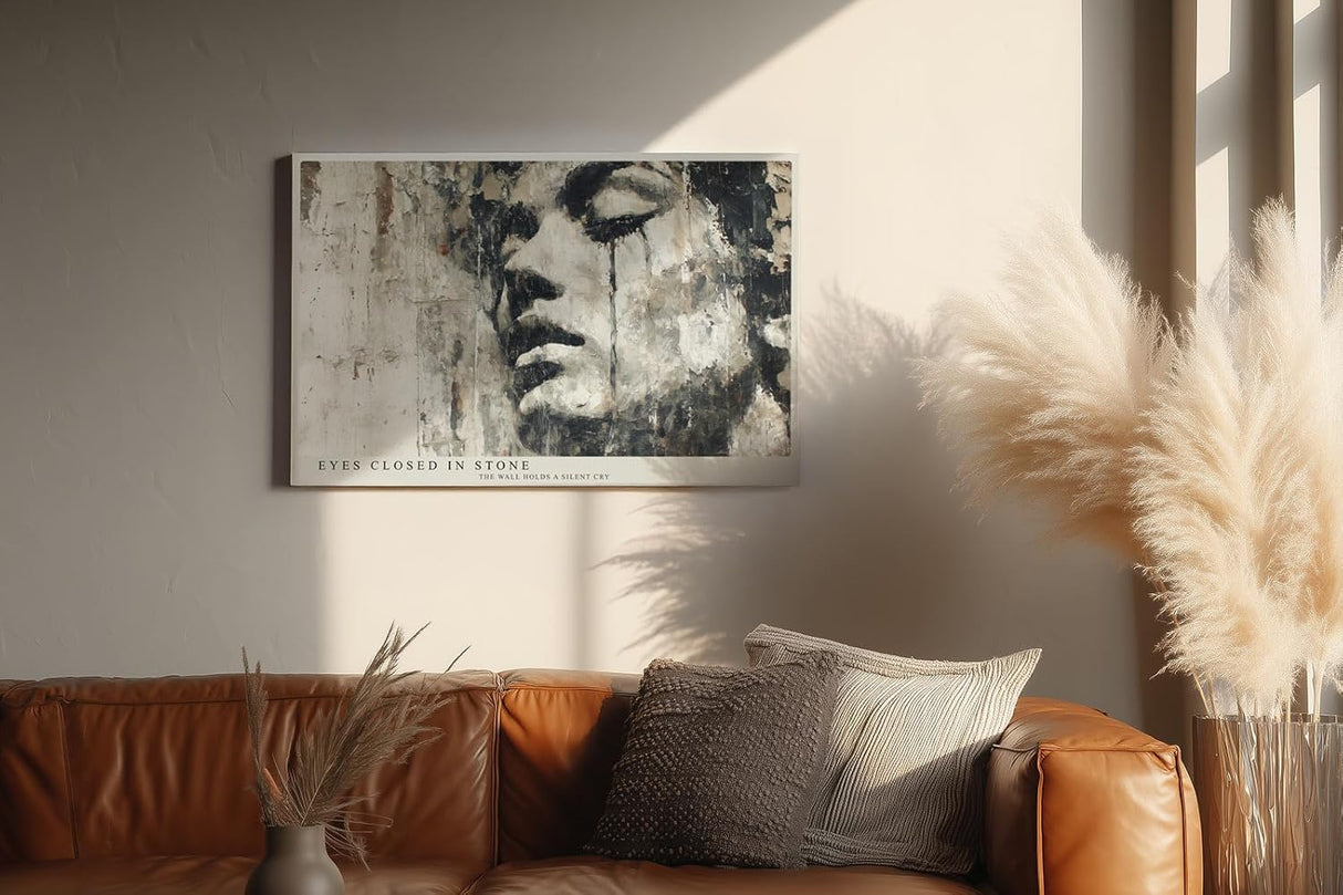 Paul Sinus Wandbild 120x80cm Künstlerisches Frauenportrait in Grau und Beige Moderne Urban Art für Wohnzimmer Schlafzimmer Büro