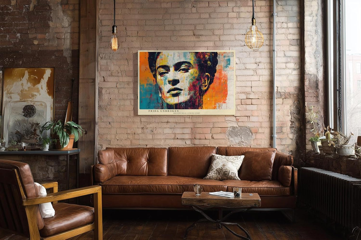 Paul Sinus Wandbild 120x80cm Künstlerisches Frida Portrait Moderne Pop Art Kunst in Bunt für Wohnzimmer Büro Atelier