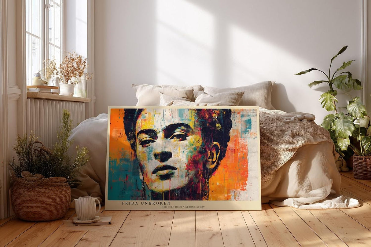 Paul Sinus Wandbild 120x80cm Künstlerisches Frida Portrait Moderne Pop Art Kunst in Bunt für Wohnzimmer Büro Atelier