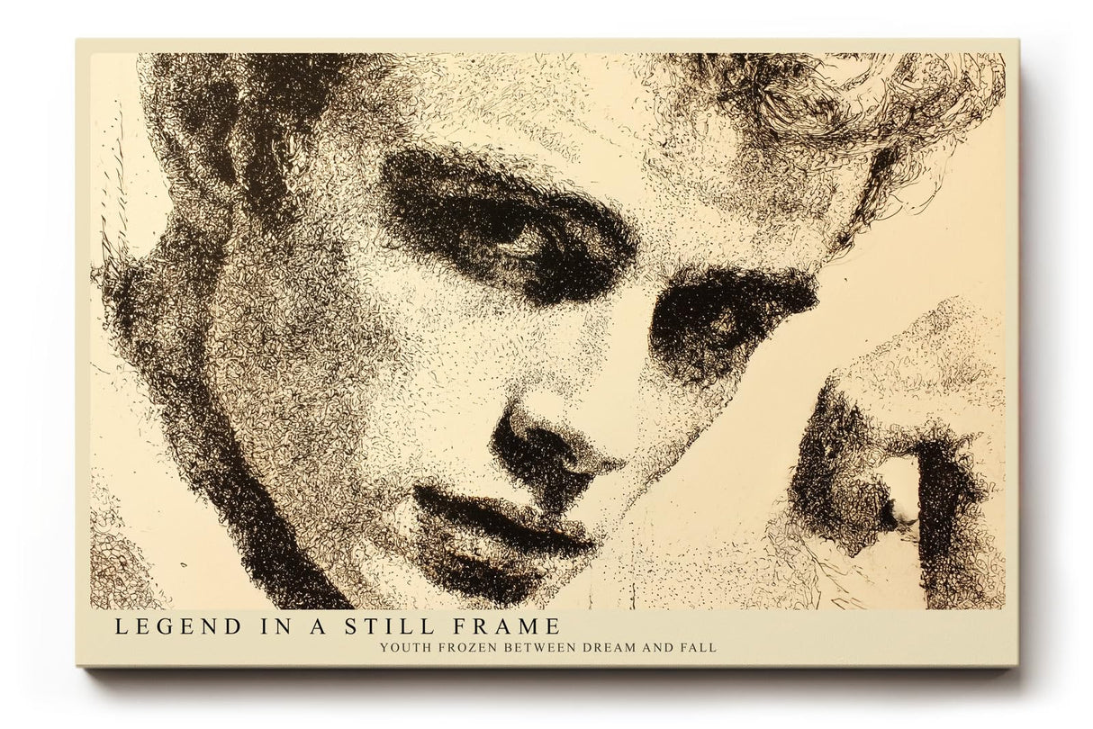 Paul Sinus Wandbild 120x80cm Künstlerisches Männer Portrait in Schwarz Beige Moderne Punktkunst für Wohnzimmer Büro Atelier