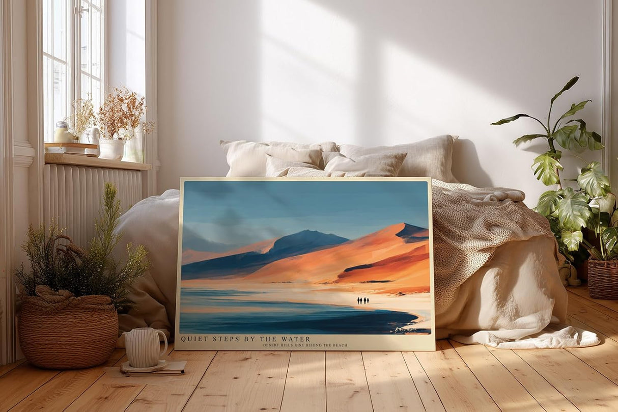 Paul Sinus Wandbild 120x80cm Küstenlandschaft Wüste Strand Meer moderne Landschaftskunst orange Sanddünen ruhige Natur