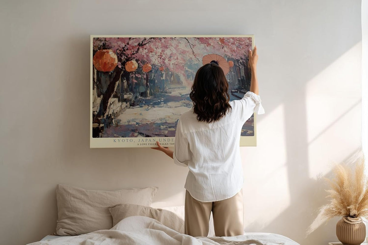 Paul Sinus Wandbild 120x80cm Kyoto Kirschblueten Landschaft Japan Kunstmotiv Spaziergang unter Sakura