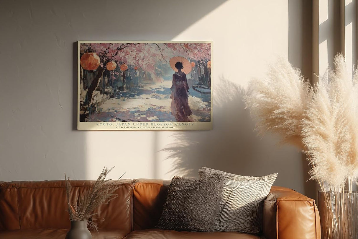 Paul Sinus Wandbild 120x80cm Kyoto Kirschblueten Landschaft Japan Kunstmotiv Spaziergang unter Sakura