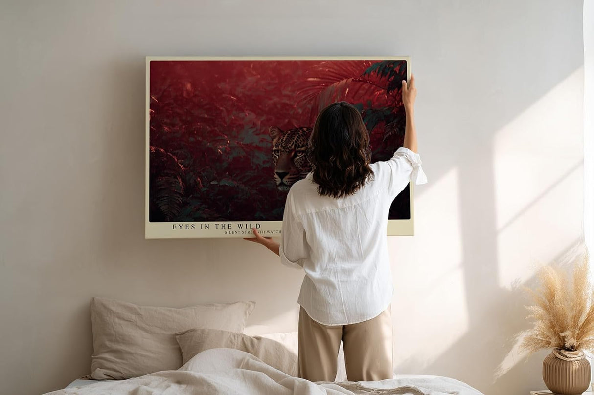 Paul Sinus Wandbild 120x80cm Leopard im Dschungel exotische Tierkunst rote Tropenlandschaft Wanddekoration fuer Wohnzimmer Büro