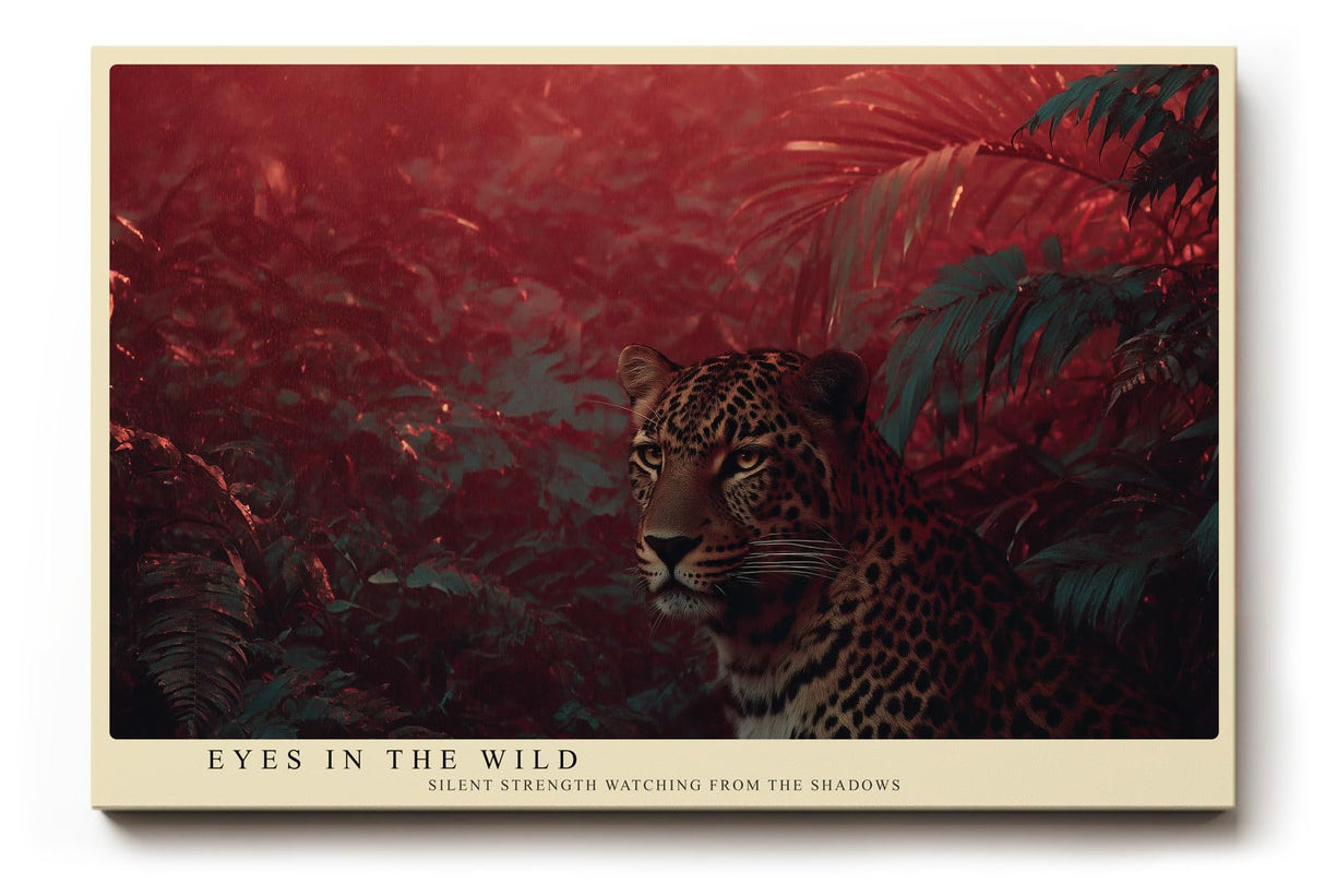 Paul Sinus Wandbild 120x80cm Leopard im Dschungel exotische Tierkunst rote Tropenlandschaft Wanddekoration fuer Wohnzimmer Büro