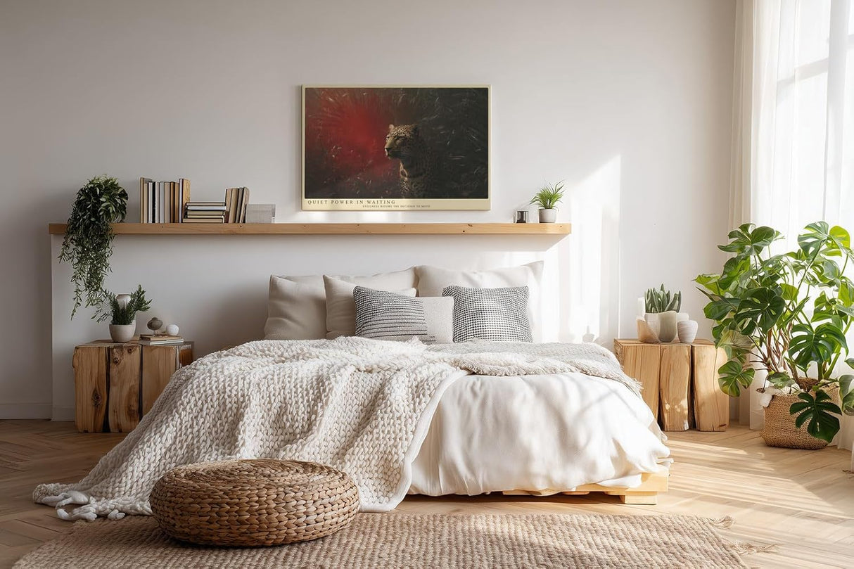 Paul Sinus Wandbild 120x80cm Leopard im roten Licht moderne Tierfotografie dramatisches Wildlife Kunstposter stilvolle