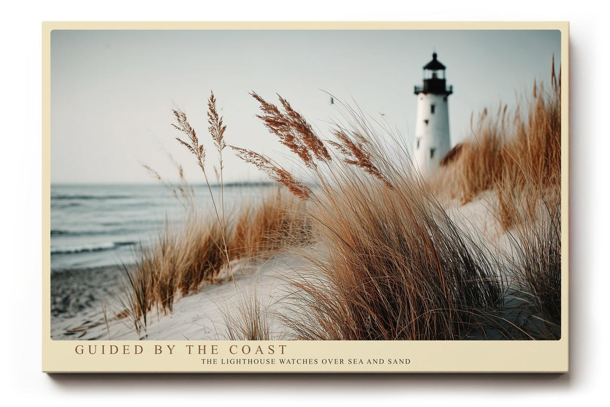 Paul Sinus Wandbild 120x80cm Leuchtturm Strandduenen Kuestenlandschaft Naturfotografie ruhige Meeresstimmung stilvolle Wanddekoration fuer Wohnzimmer Büro