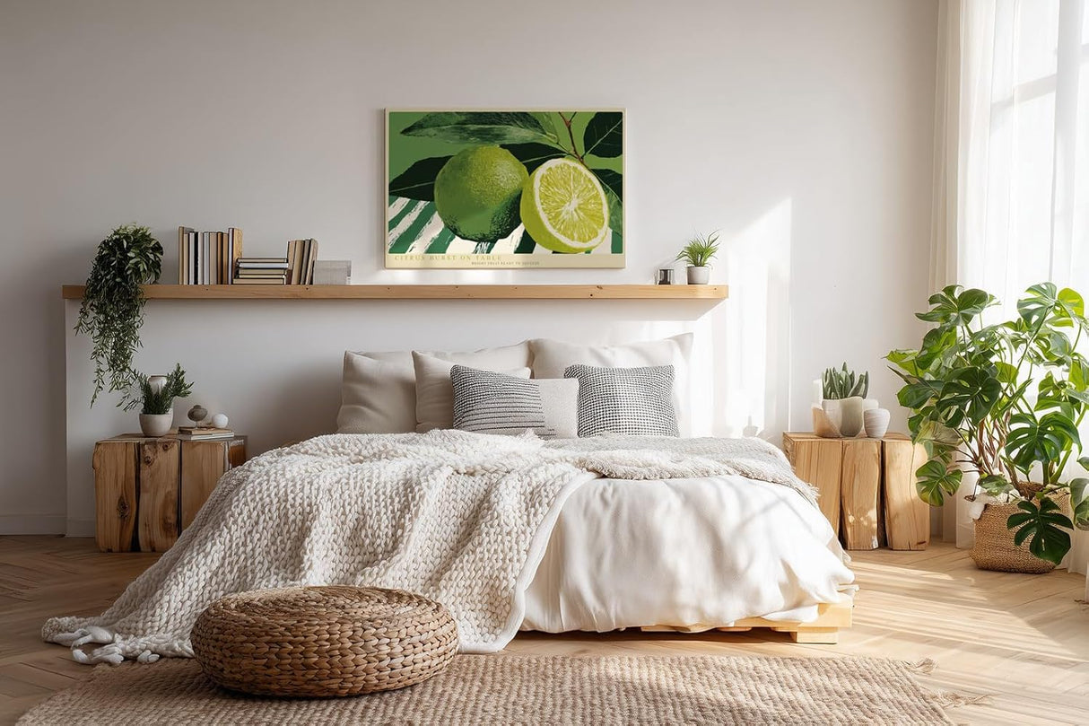 Paul Sinus Wandbild 120x80cm Limette Zitrusfrucht Stillleben grüne Küche Kunst moderne Food Illustration frische Zitrus Dekoration für Küche Esszimmer Café Restaurant