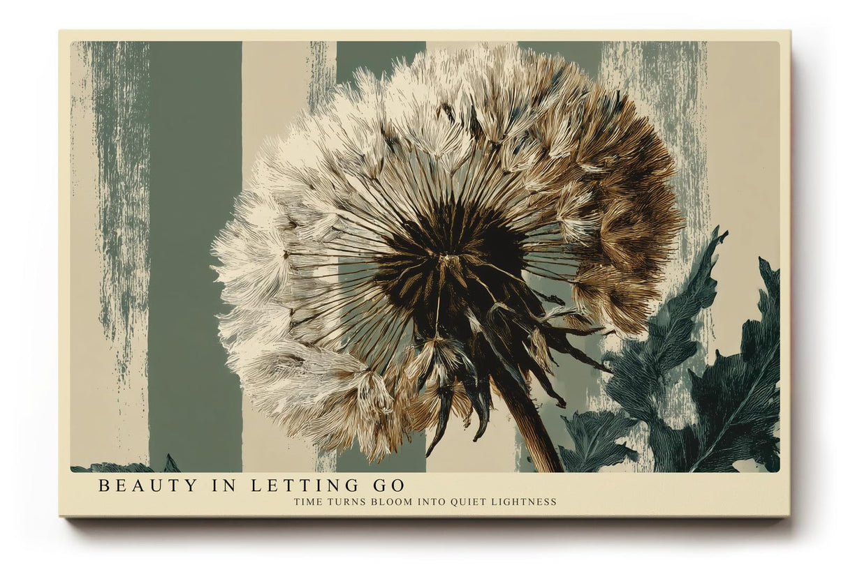 Paul Sinus Wandbild 120x80cm Loewenzahn Pusteblume moderne Naturillustration botanische Kunst beige gruene Wanddekoration fuer Wohnzimmer Büro