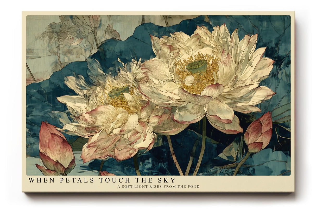 Paul Sinus Wandbild 120x80cm Lotusblumen Teich Asiatische Naturkunst Elegante Botanische Komposition