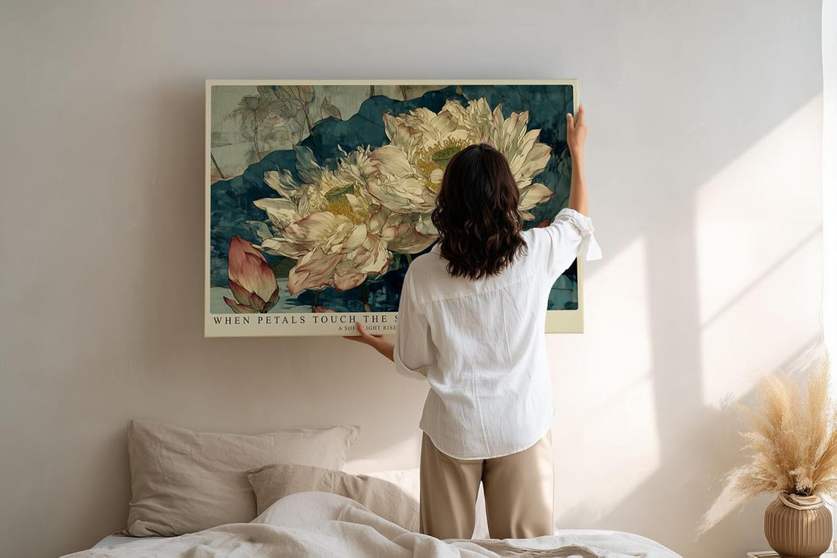 Paul Sinus Wandbild 120x80cm Lotusblumen Teich Asiatische Naturkunst Elegante Botanische Komposition