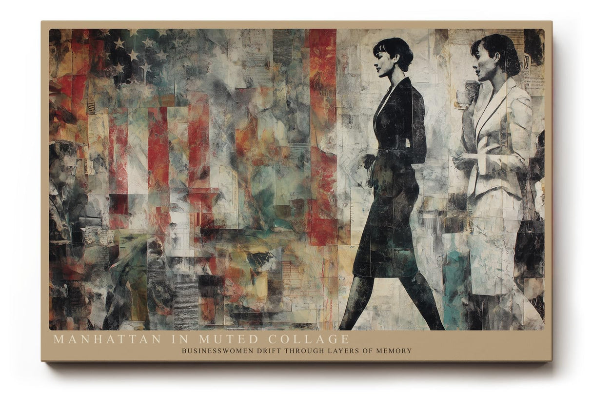 Paul Sinus Wandbild 120x80cm Manhattan Collage Moderne Stadt Kunstmotiv Business Frauen urbane Illustration