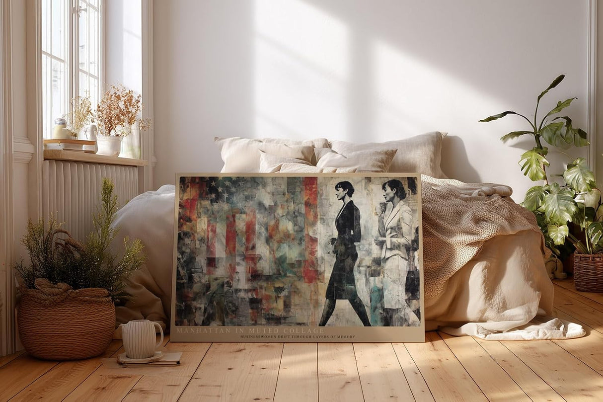 Paul Sinus Wandbild 120x80cm Manhattan Collage Moderne Stadt Kunstmotiv Business Frauen urbane Illustration