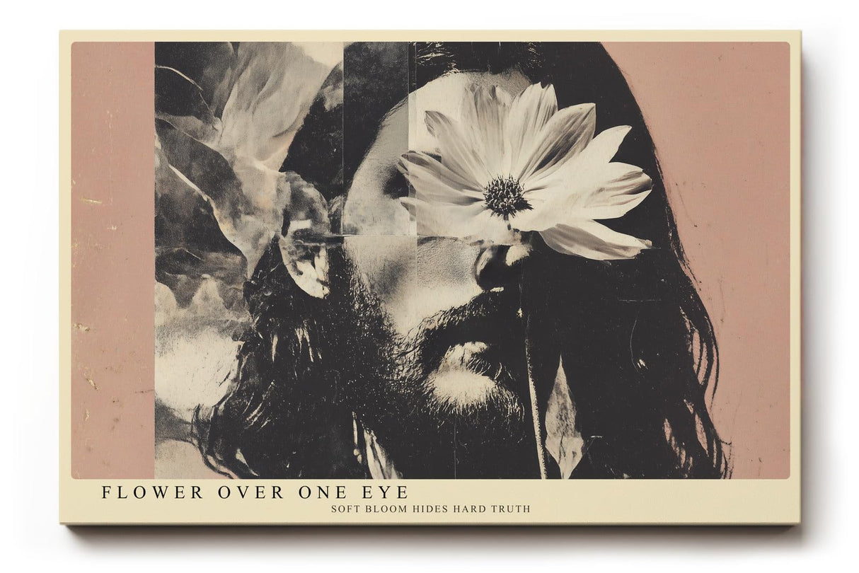 Paul Sinus Wandbild 120x80cm Mann Mit Blume Portrait Collage LeinWandbild 120x80cm Moderne Kunst Wanddekoration