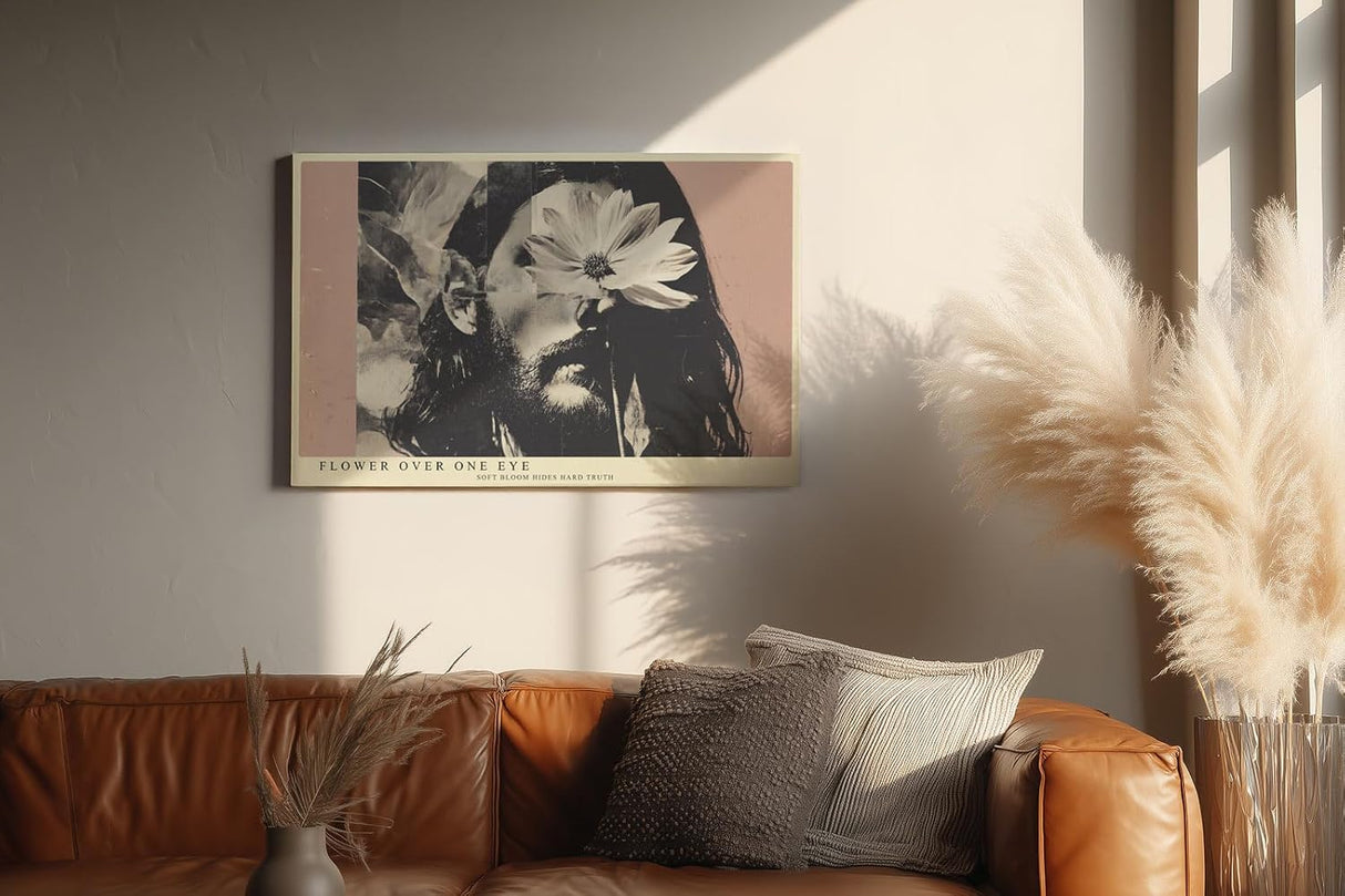 Paul Sinus Wandbild 120x80cm Mann Mit Blume Portrait Collage LeinWandbild 120x80cm Moderne Kunst Wanddekoration