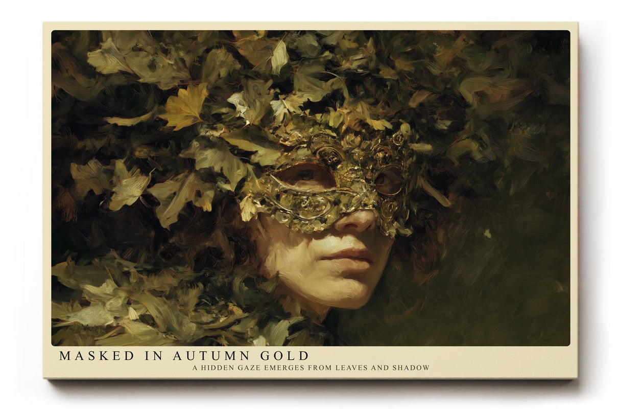 Paul Sinus Wandbild 120x80cm Maskenportrait Herbst Blaetter mystische Kunst Wanddekoration Wohnzimmer Schlafzimmer