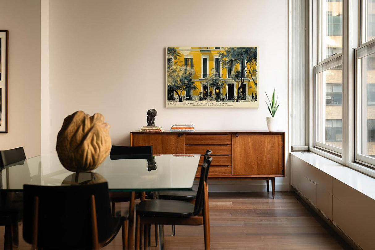 Paul Sinus Wandbild 120x80cm Mediterrane Hausfassade in Gelb Europaeische Stadt Architektur