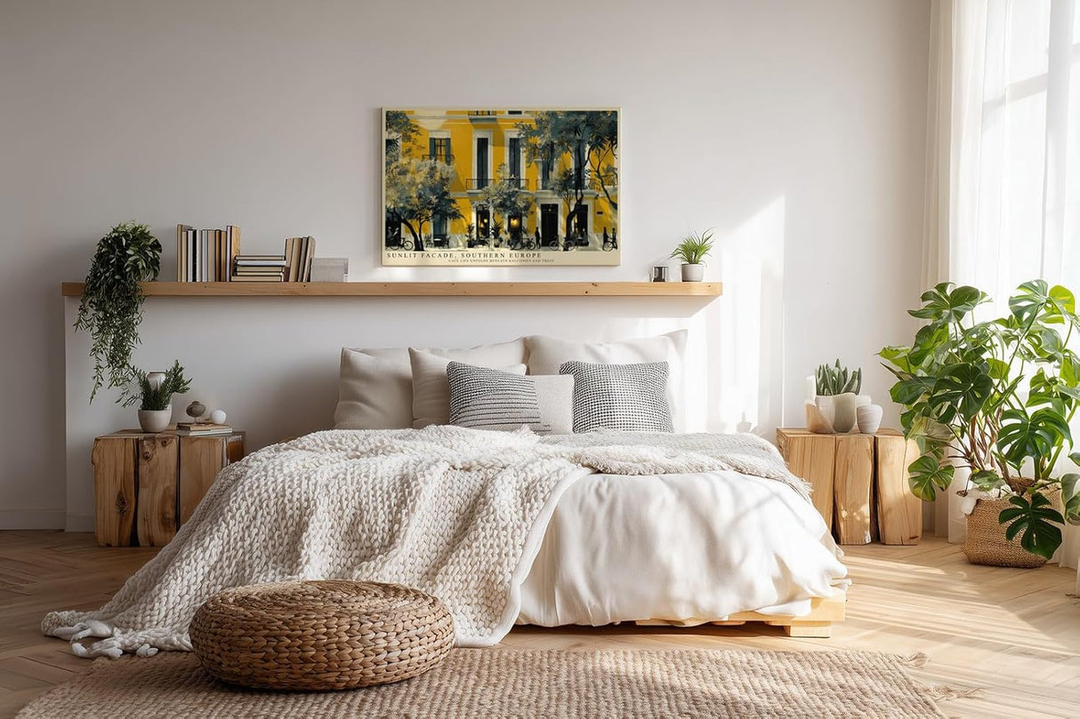 Paul Sinus Wandbild 120x80cm Mediterrane Hausfassade in Gelb Europaeische Stadt Architektur