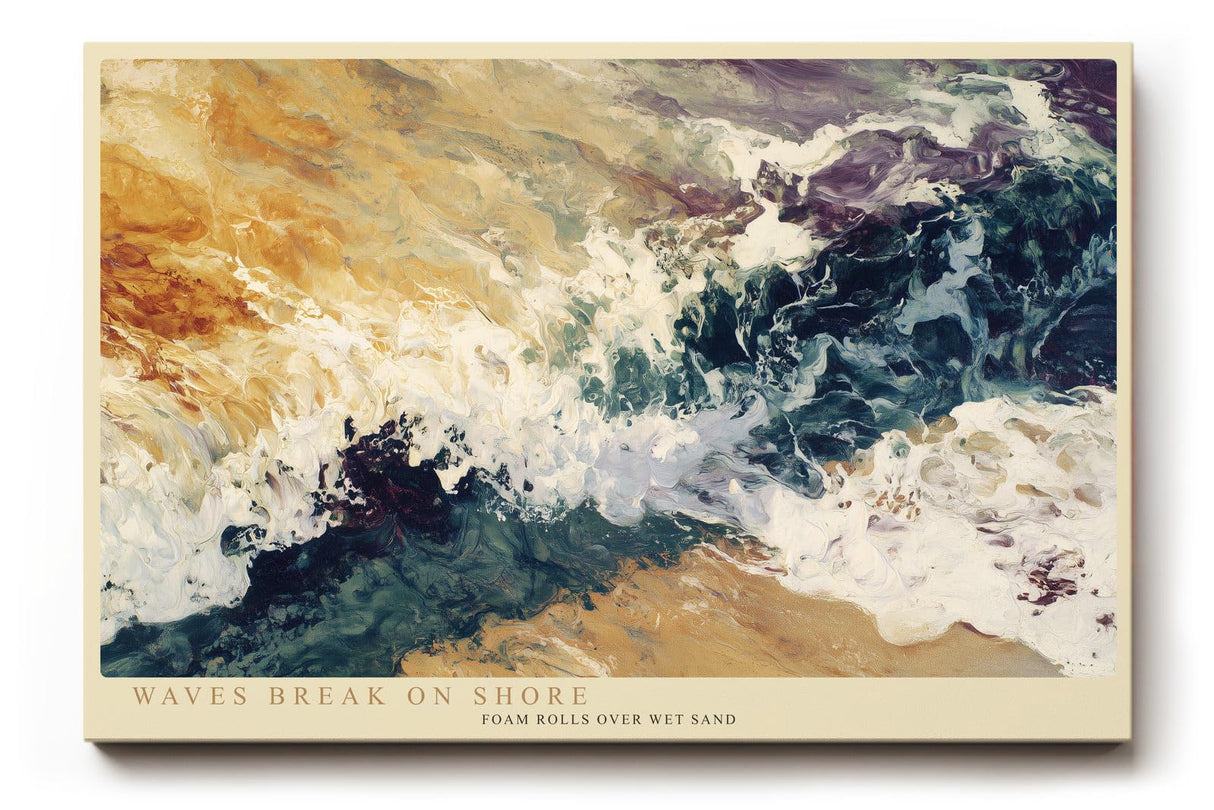 Paul Sinus Wandbild 120x80cm Meereswellen am Strand – Ausdrucksstarke Ozean Landschaft mit brechender Brandung für stilvolle Wohnräume