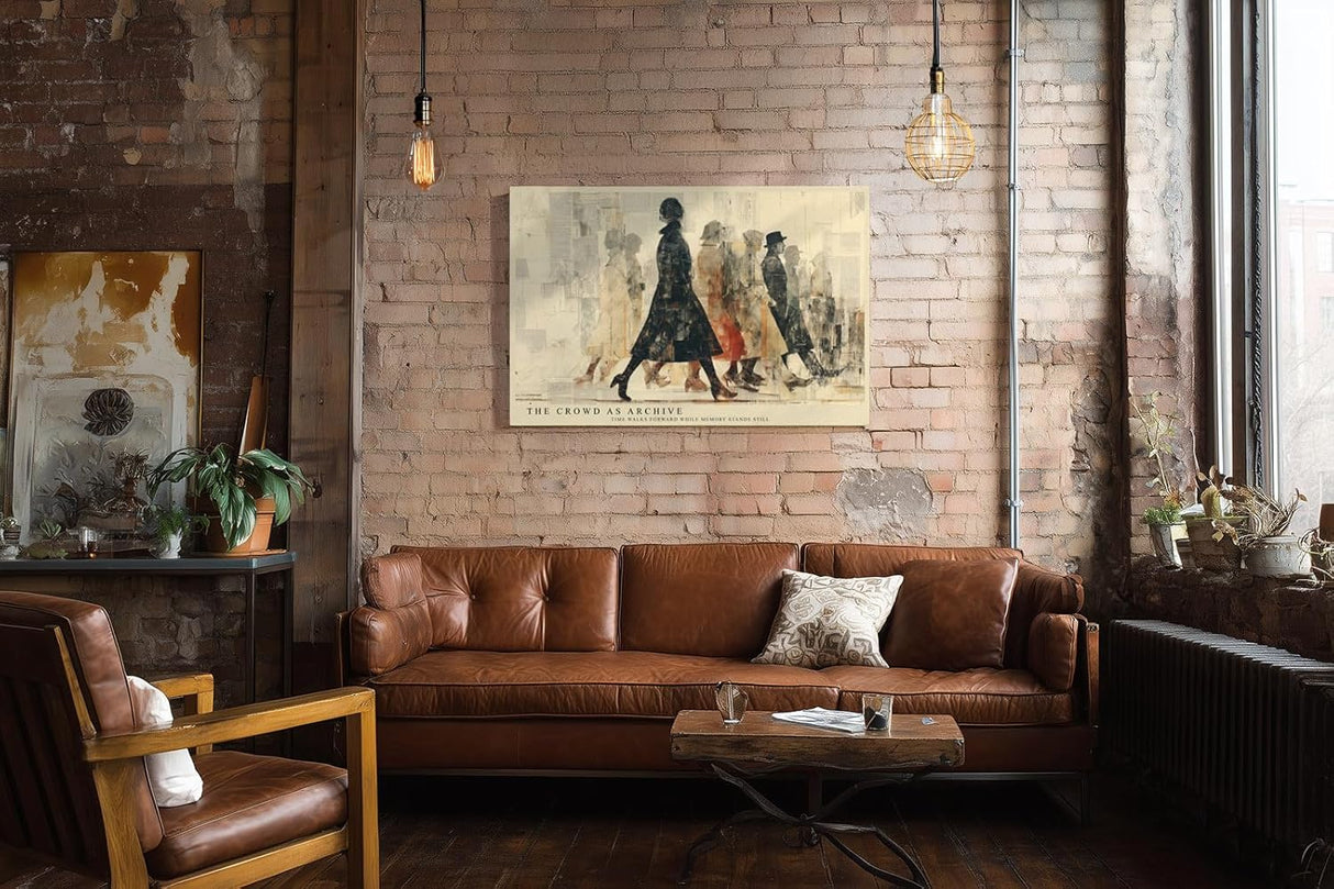 Paul Sinus Wandbild 120x80cm Menschen Silhouetten Stadt Szene Moderne Collage Kunstmotiv mit urbaner Bewegung