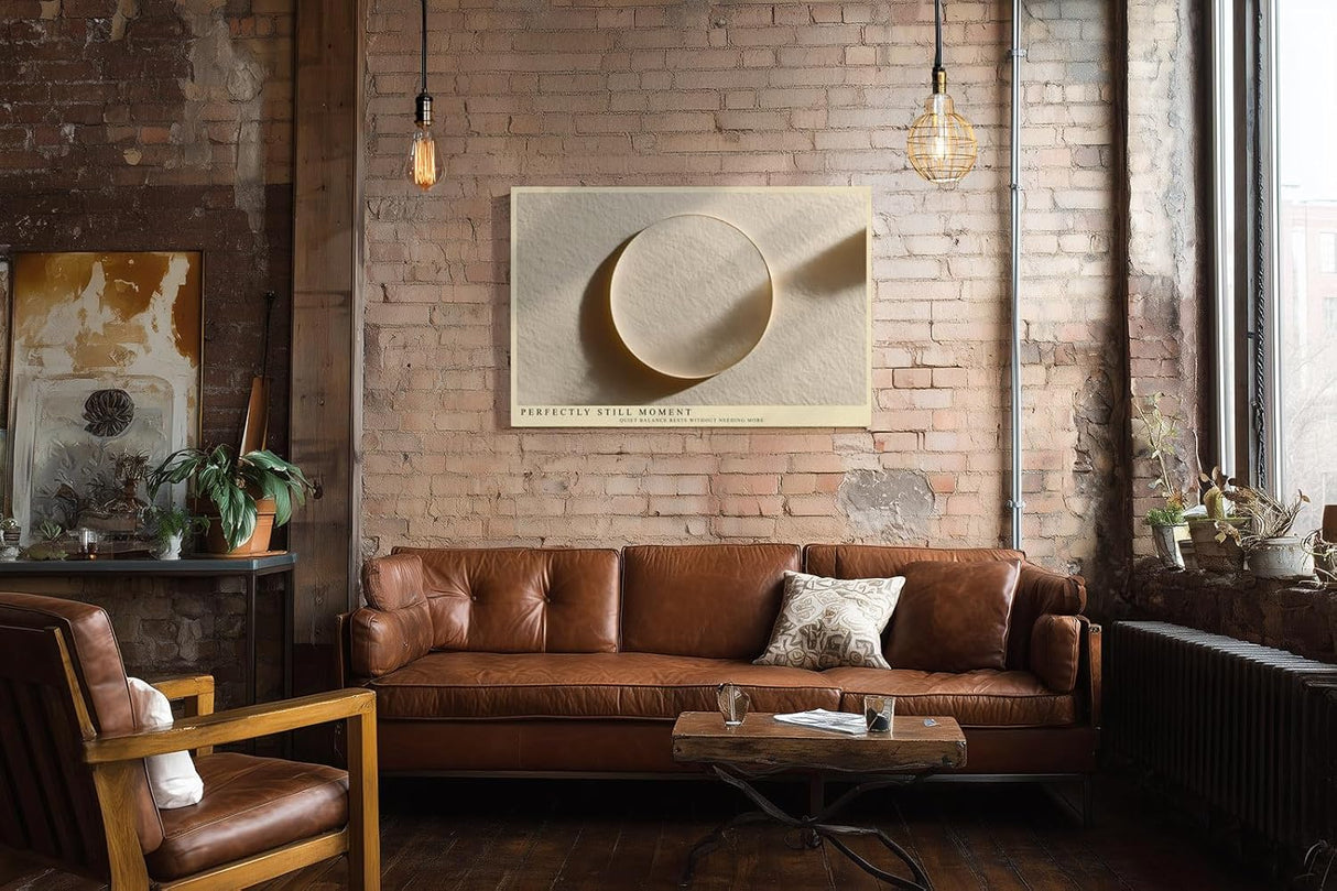 Paul Sinus Wandbild 120x80cm minimalistische Kreisform beige modern abstrakte Kunst Kunstdruck grosses Wandbild 120x80cm ruhige Wanddekoration fuer Wohnzimmer Büro