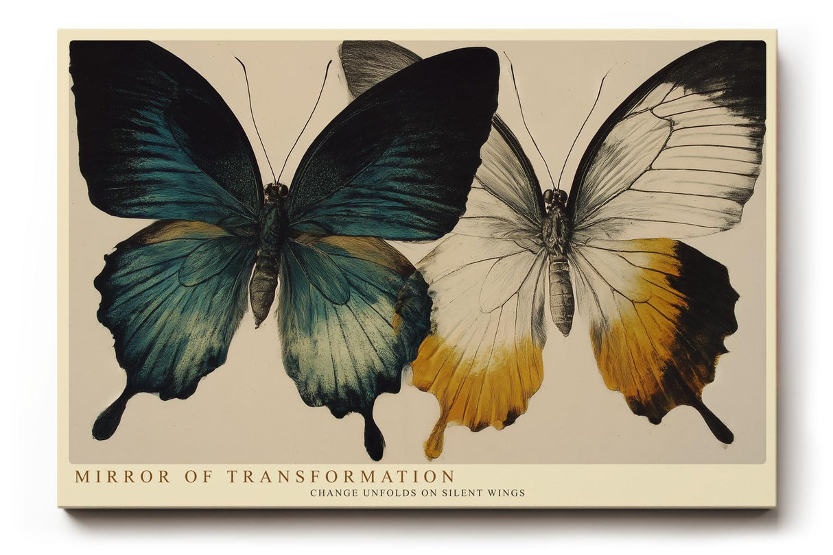 Paul Sinus Wandbild 120x80cm Mirror of Transformation Schmetterlinge Natur Kunst Illustration modernes Tier Poster für Wohnzimmer Schlafzimmer