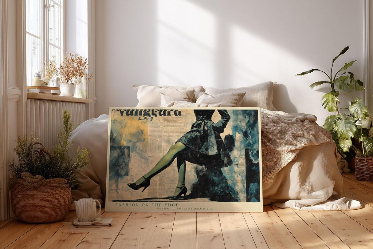 Paul Sinus Wandbild 120x80cm Mode Collage Beine High Heels LeinWandbild 120x80cm Fashion Kunst Wanddekoration