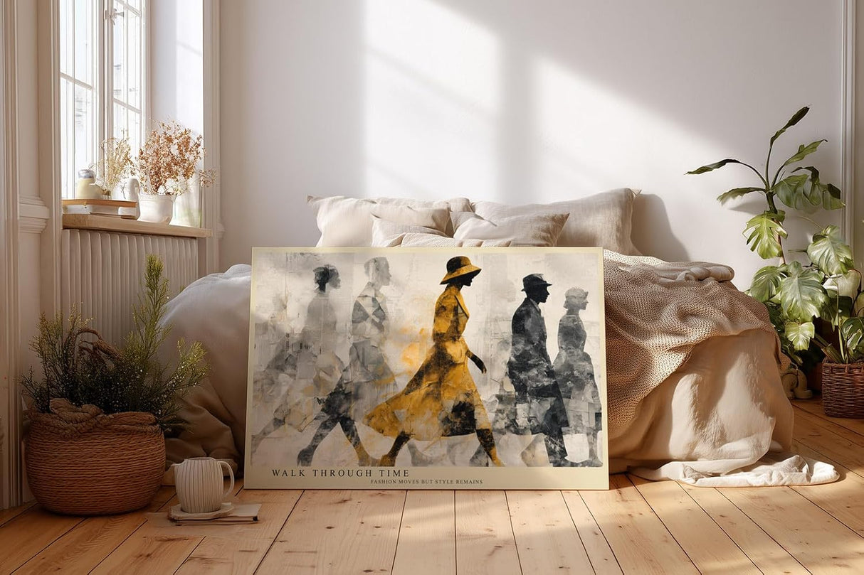 Paul Sinus Wandbild 120x80cm Mode Silhouetten Moderne Collage LeinWandbild 120x80cm Stilvolle Figuren Wanddekoration