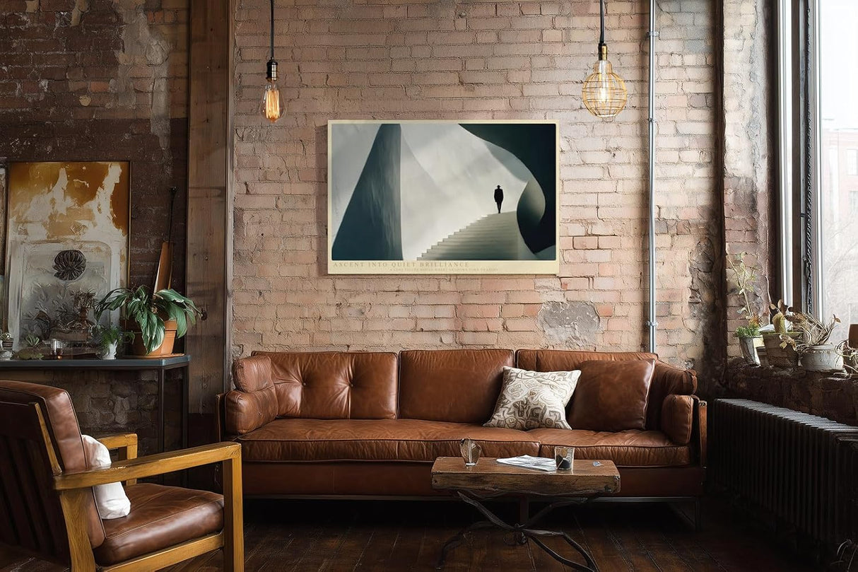Paul Sinus Wandbild 120x80cm Moderne Architektur Treppe mit Silhouette minimalistisches Designmotiv