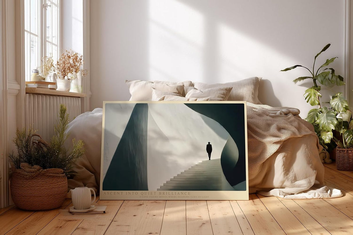 Paul Sinus Wandbild 120x80cm Moderne Architektur Treppe mit Silhouette minimalistisches Designmotiv