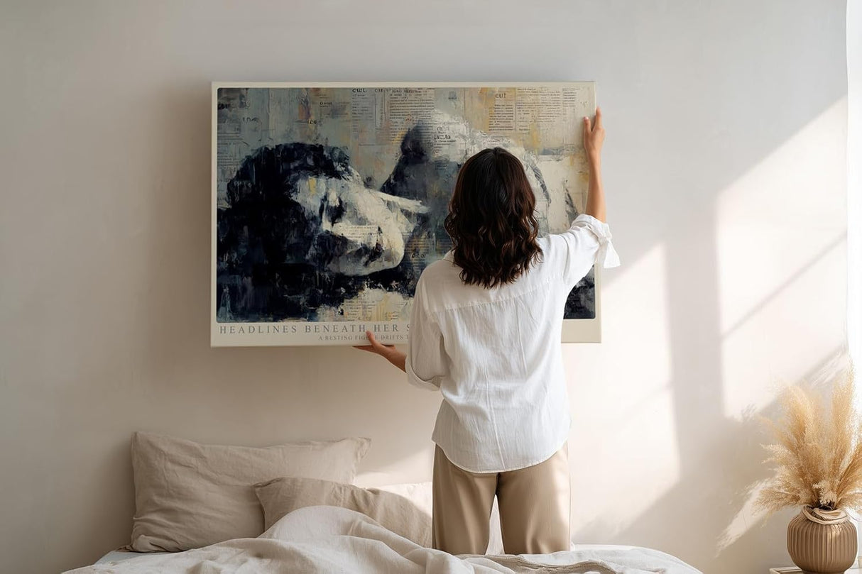 Paul Sinus Wandbild 120x80cm Moderne Figurative Kunst Frau liegend abstrakte Malerei Wanddekoration kuenstlerisches Motiv Wohnzimmer Schlafzimmer
