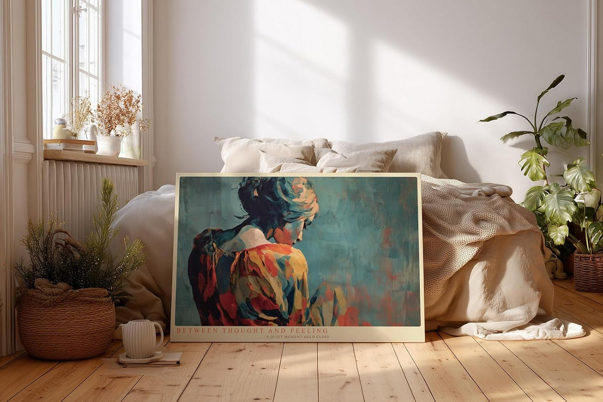 Paul Sinus Wandbild 120x80cm moderne Frauenfigur Malerei abstraktes Portrait warme Farben kuenstlerisches Figurenbild stilvolle Wanddekoration fuer Wohnzimmer Büro