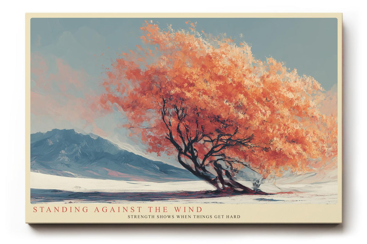 Paul Sinus Wandbild 120x80cm moderner Herbstbaum Landschaft Kunst orange Baum minimalistische Naturmalerei Kunstdruck ruhige