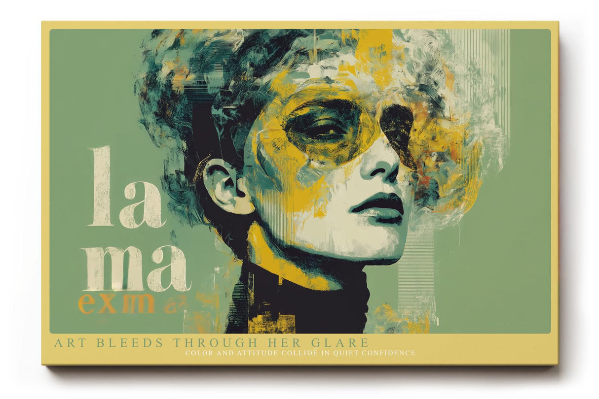 Paul Sinus Wandbild 120x80cm Modernes Frauenportraet mit abstrakten Farben kuenstlerische Pop Art Illustration