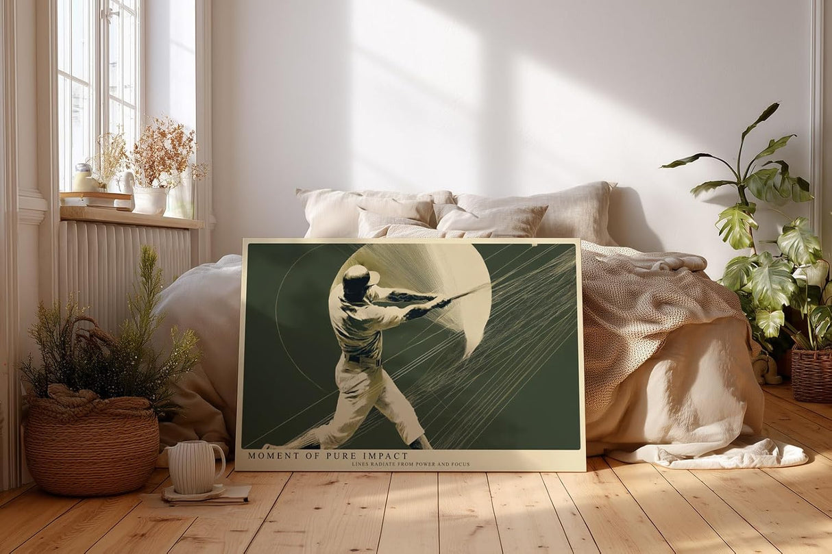 Paul Sinus Wandbild 120x80cm Moment of Pure Impact Baseball Sport Kunst Illustration dynamisches Poster für Wohnzimmer Büro Studio